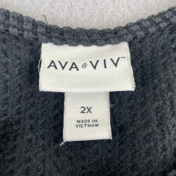 Ava & Viv black baby doll sleeveless Mini Dress pockets textured 2X pockets - Picture 7 of 11